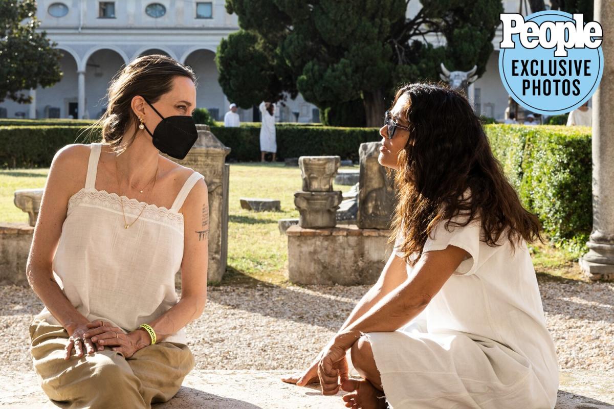 Angelina Jolie holds hands with daughter Zahara, 17, in Rome