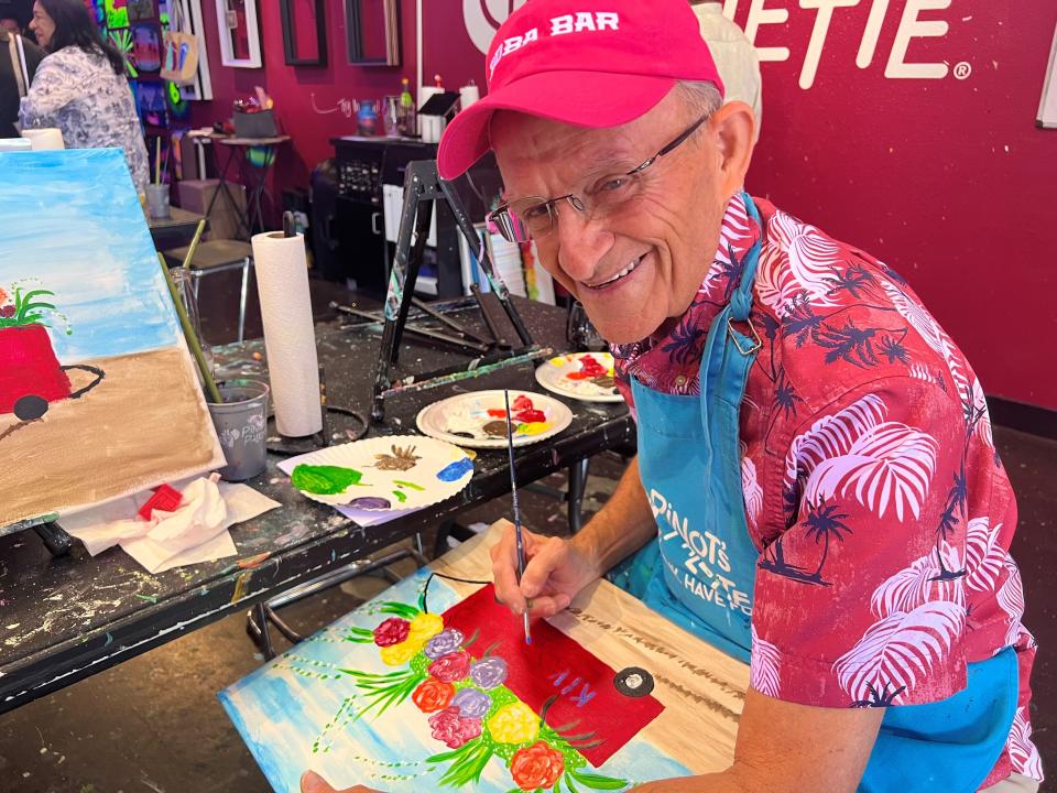 Herman Platzke, district chair, California-Nevada-Hawaii, Kiwanis Children’s Fund, adds final touches to his masterpiece.