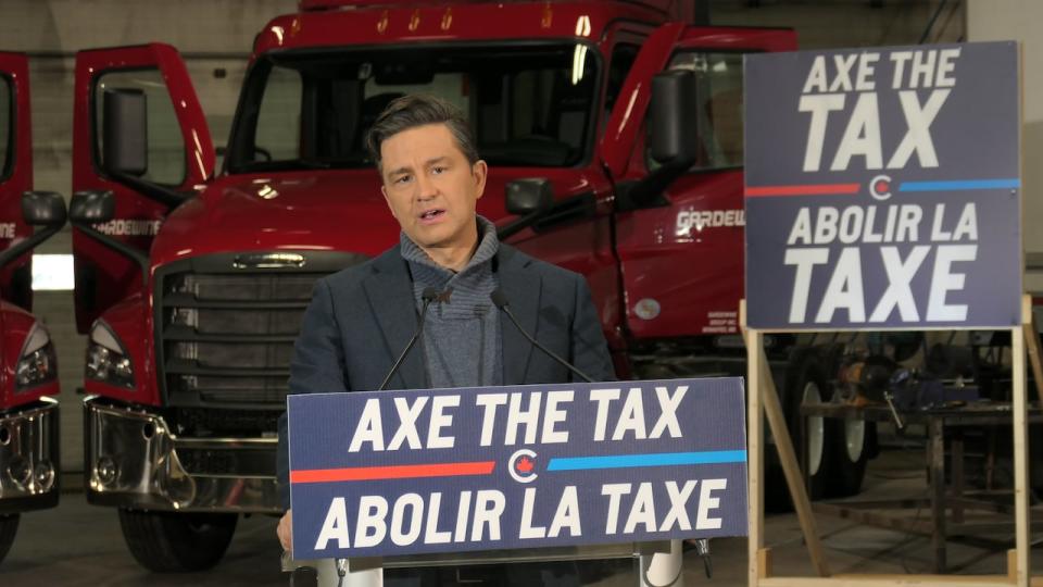 Conservative Leader Pierre Poilievre continued his crusade against the federal carbon tax with a stop at a Winnipeg trucking company on Friday.