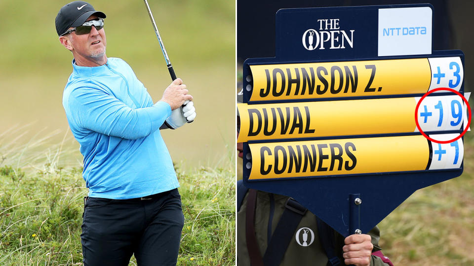 Fair to say David Duval had an absolute shocker in the opening round at the British Open. Image: Getty