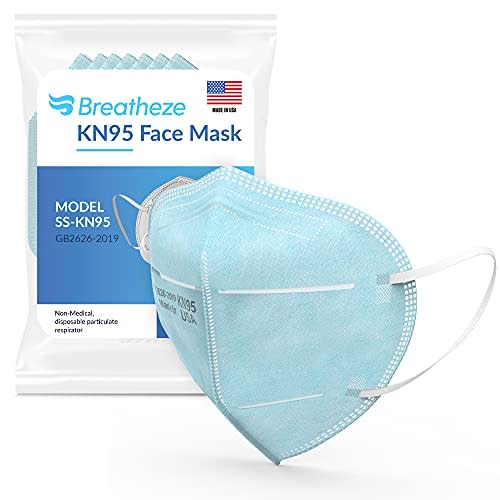 Breatheze KN95 Face Masks Disposable Made in the USA - KN95 Mask - 10-pack KN95 Blue Disposable…