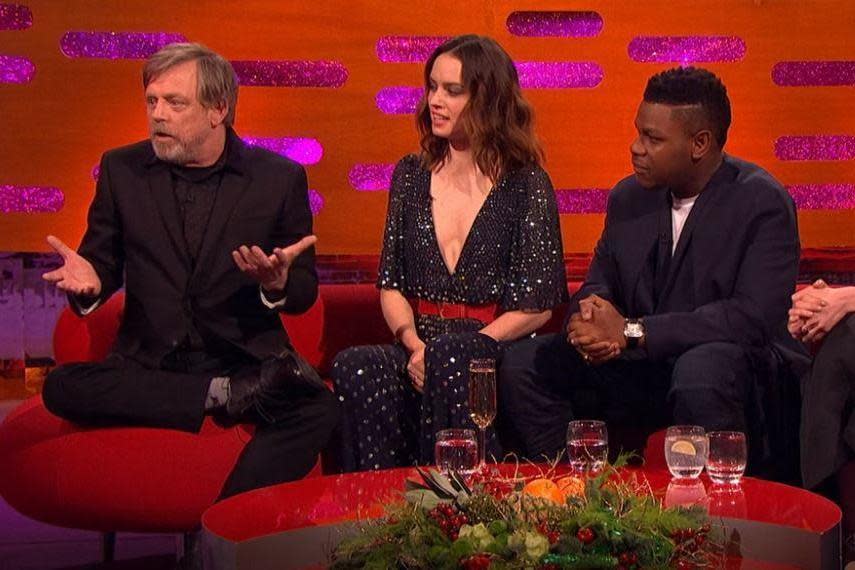 Mr Hamill appeared on the show with his Star Wars: The Last Jedi co stars Daisy Riddley, John Boyega and Gwendoline Christie (BBC)