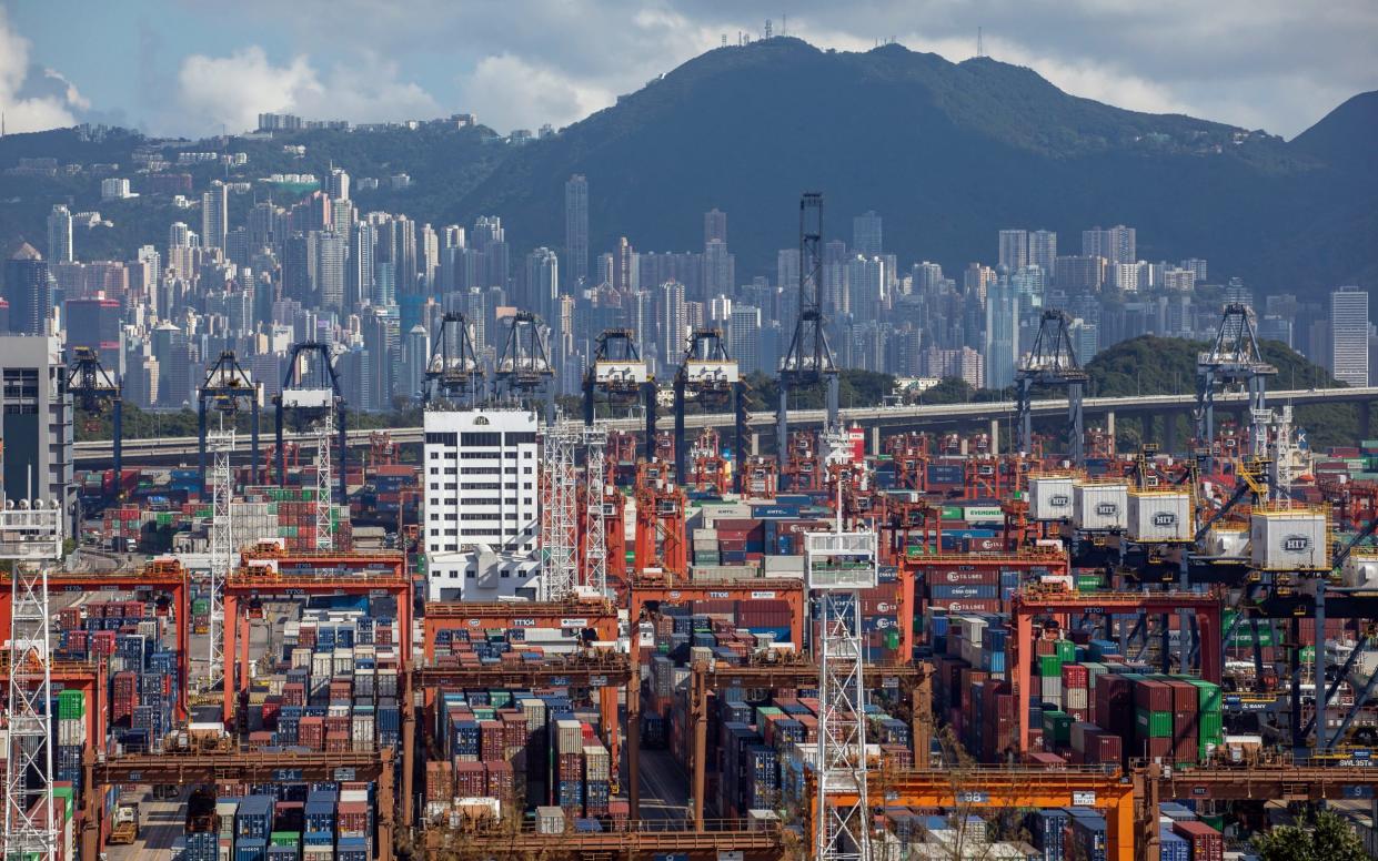 Shipping containers operated by Hong Kong International Terminals Ltd. - Paul Yeung/Bloomberg