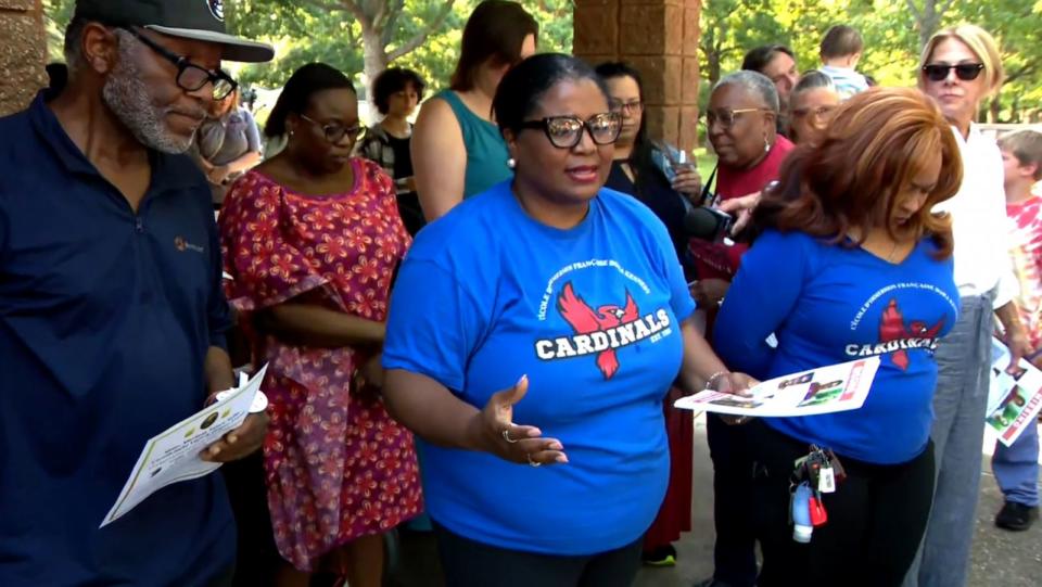 PHOTO: A vigil for missing teacher Mariame Toure Sylla on Aug. 4, 2023. (WJLA)