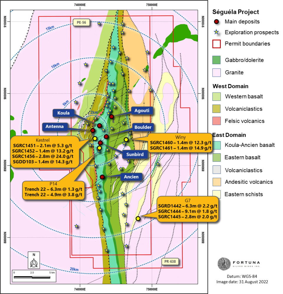 Seguela Project regional plan showing recent drilling results