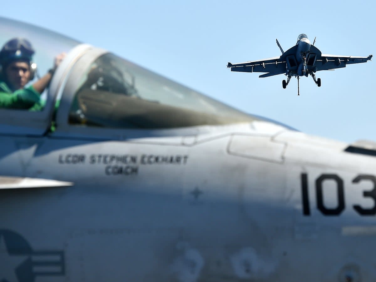 An F/A-18F Super Hornet lands on the US navy's super carrier USS Dwight D. Eisenhower (File photo)  (Getty Images)