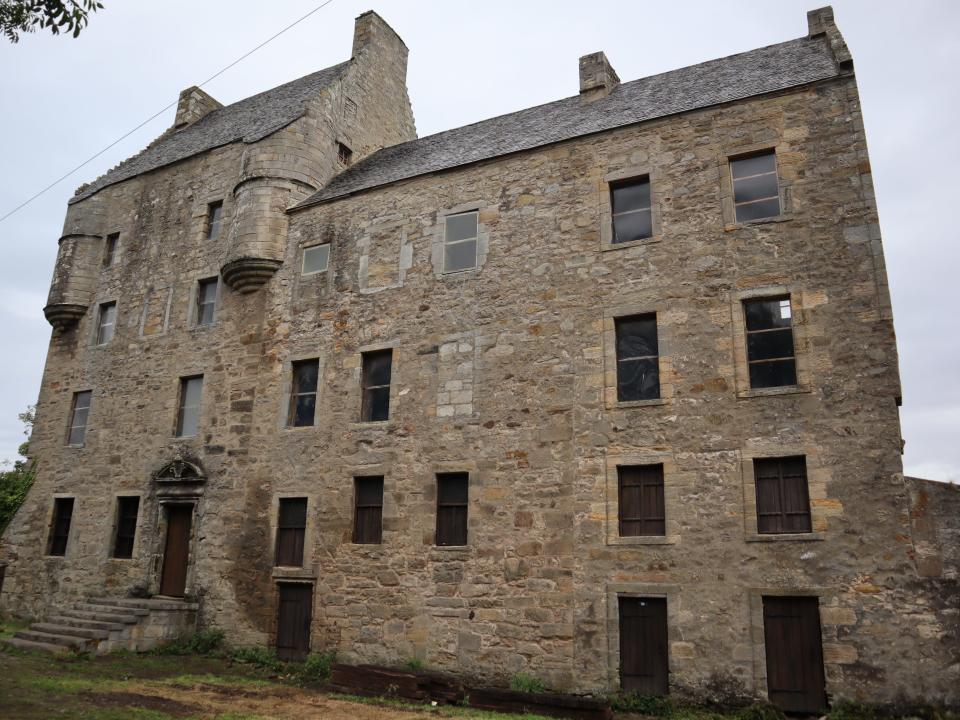 The exterior side of Midhope Castle in Scotland.