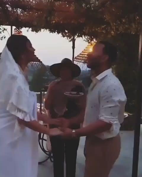 Chrissy Teigen Dropped Ring and Cursed During Wedding Vow Exchange