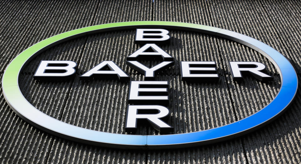 FILE - The Bayer AG corporate logo is displayed on a building of the German drug and chemicals company in Berlin, Monday, May 23, 2016. Bayer, the manufacturer of a popular weedkiller, won support Wednesday, April 24, 2024, from the Missouri House for a proposal that could shield it from costly lawsuits alleging it failed to warn customers its product could cause cancer. (AP Photo/Markus Schreiber, File)