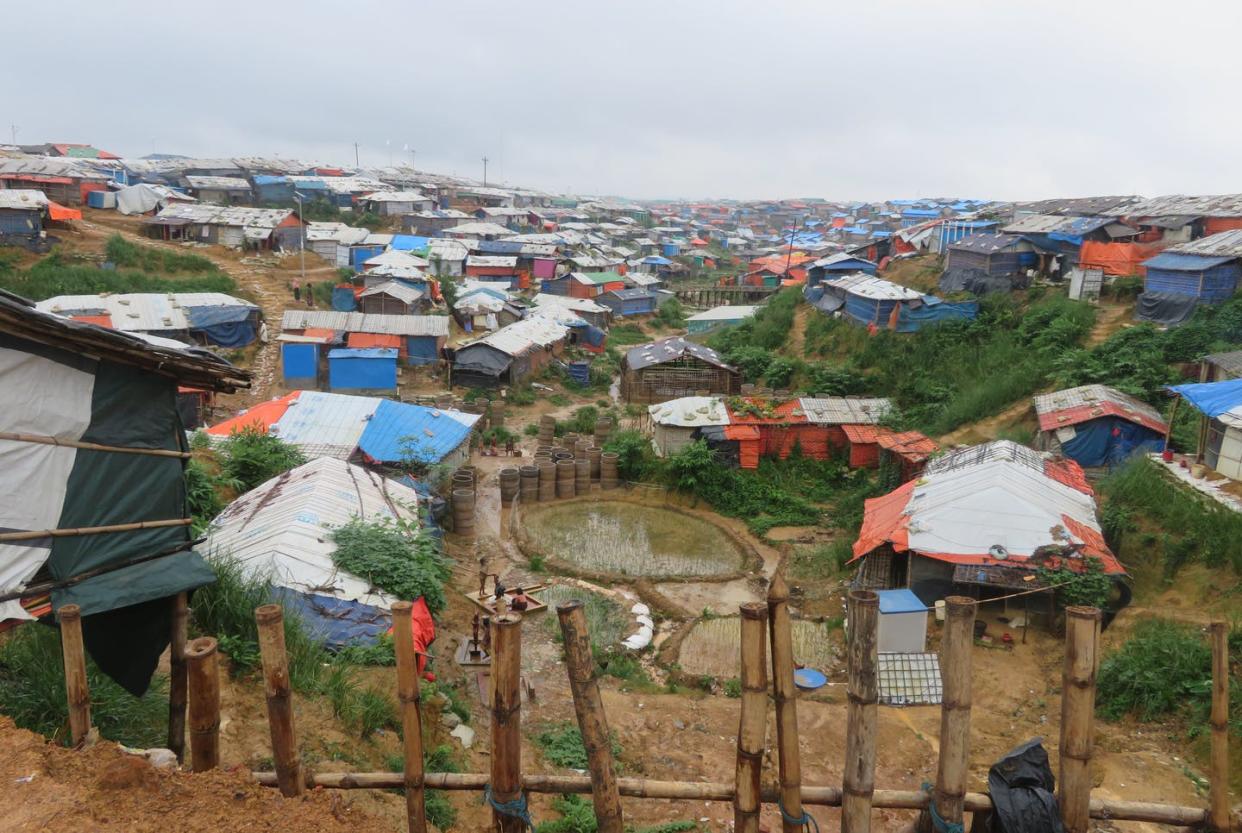 <span class="caption">Tents in a Rohingya refugee camp cluster on a muddy hillside in Bangladesh.</span> <span class="attribution"><span class="source">Saleh Ahmed</span>, <a class="link " href="http://creativecommons.org/licenses/by-nd/4.0/" rel="nofollow noopener" target="_blank" data-ylk="slk:CC BY-ND;elm:context_link;itc:0;sec:content-canvas">CC BY-ND</a></span>