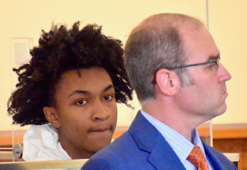 Antwyne Robinson, 17, of Fall River, is seen in Fall River District Court Thursday, Oct. 19. He was charged with Murder in the fatal shooting of Jovanni Perez that happened on Oct. 14 on Locust Street in Fall River.