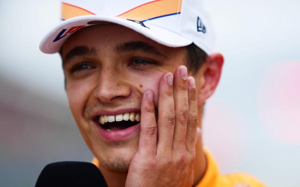 Third placed qualifier Lando Norris of Great Britain and McLaren talks to the media in parc ferme during qualifying ahead of the F1 Grand Prix of Spain at Circuit de Barcelona-Catalunya on June 03, 2023 in Barcelona, Spain - Getty Images/Mario Renzi