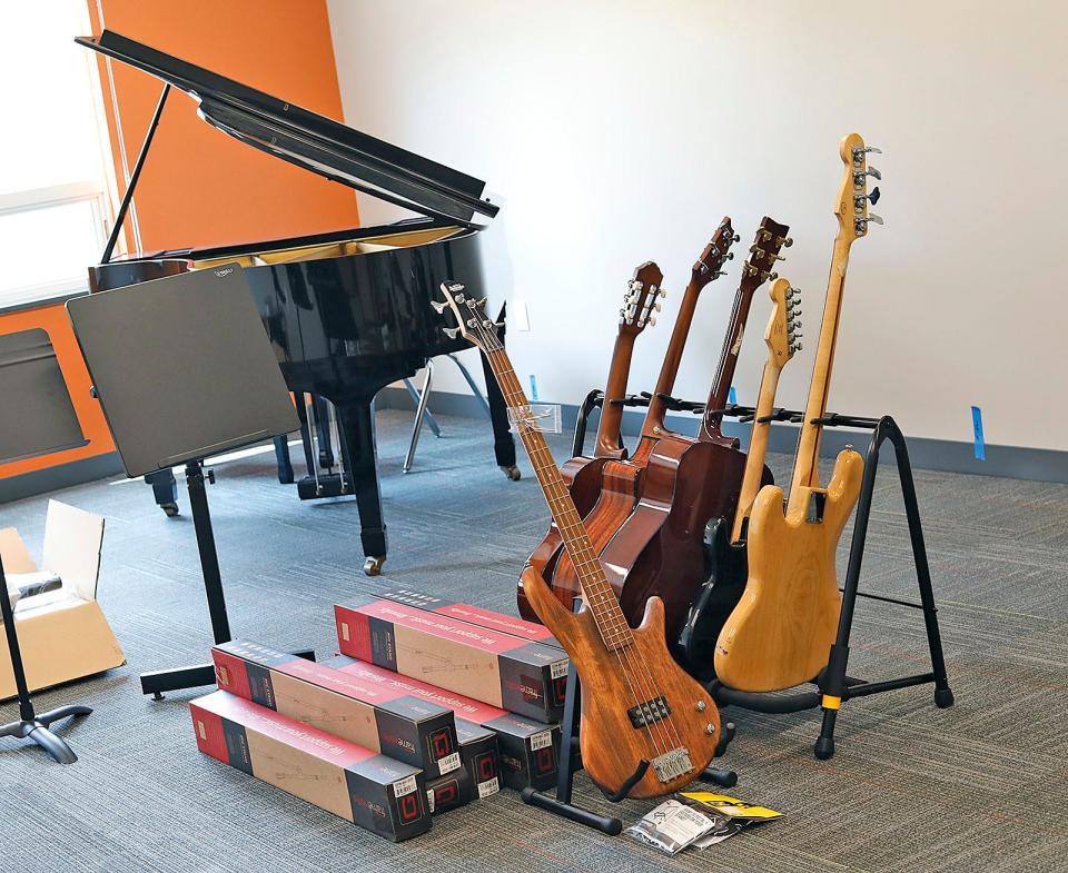 The music classroom at New England Academy, a middle and high school for students with social and emotional needs that will open Aug. 17.