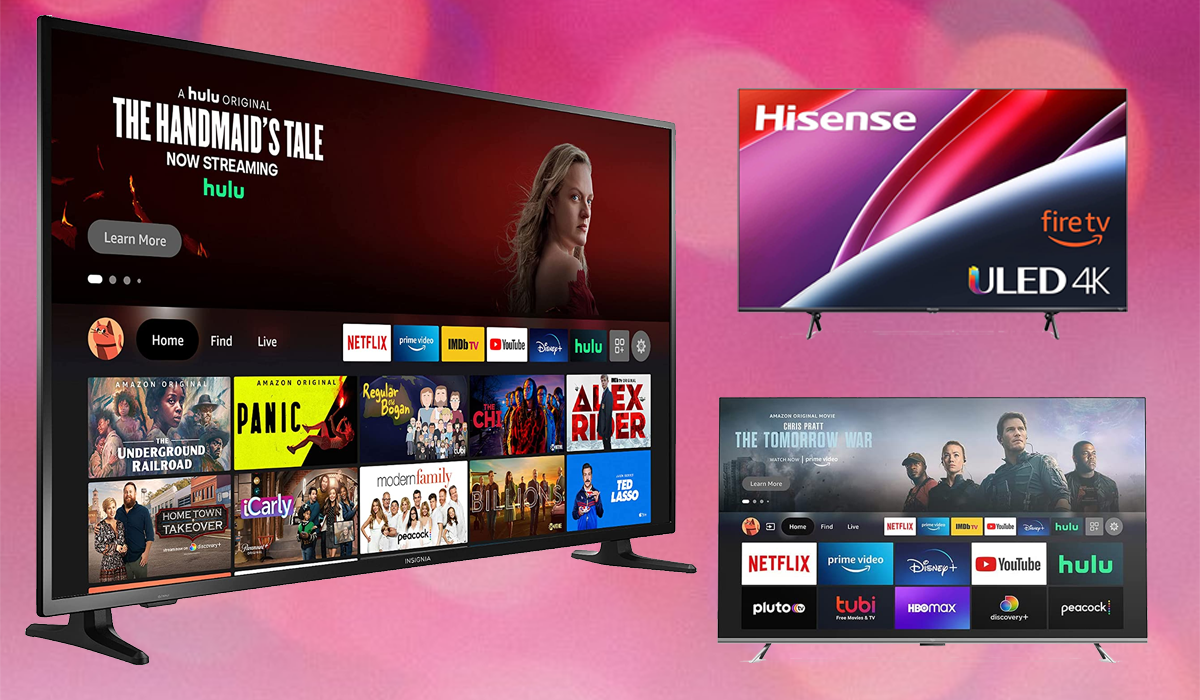 Images of TVs from Amazon, Hisense and Insignia.