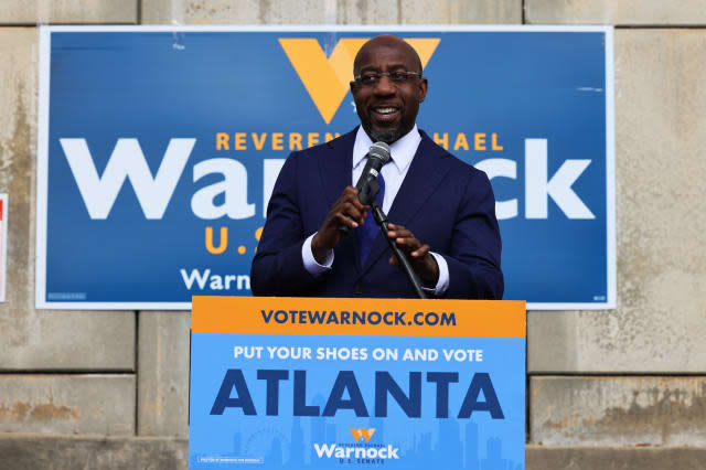 Georgia Democratic Senate Candidate Raphael Warnock Campaigns On Election Day