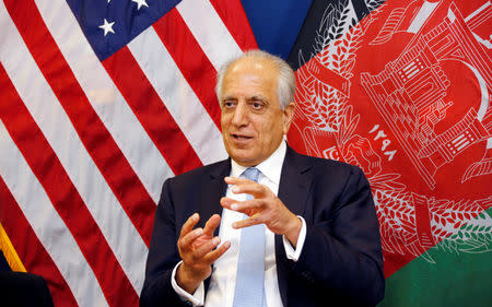 U.S. special envoy for peace in Afghanistan, Zalmay Khalilzad, speaks during a roundtable discussion with Afghan media at the U.S Embassy in Kabul, Afghanistan January 28, 2019. U.S Embassy/ Handout via REUTERS