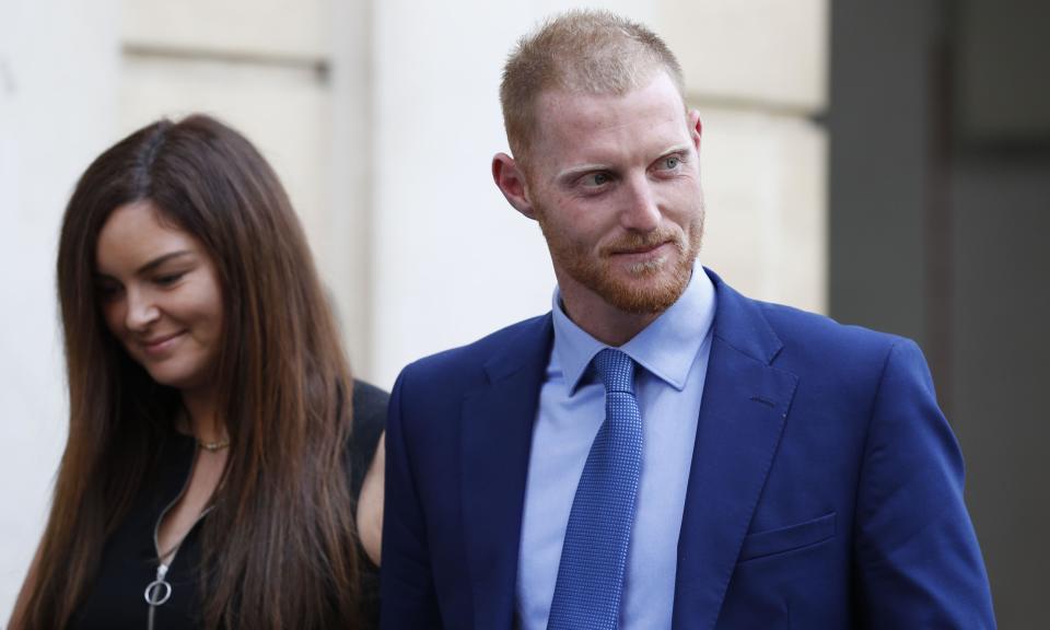 England cricketer Ben Stokes and his wife, Clare, outside Bristol crown court.