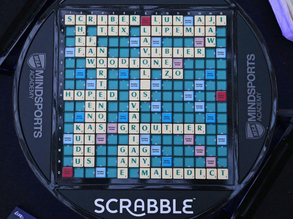 A board at the Scrabble World Championship in 2018.