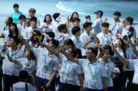 2017 Summer Universiade - Opening ceremony - Taipei Stadium, Taipei - August 19, 2017. South Korea's team arrives. REUTERS/Eason Lam