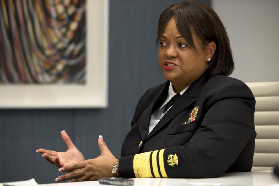In this Dec. 5, 2012, photo, Regina Benjamin, Surgeon General of the United States, is interviewed after speaking about health disparities in Washington. African-American women have the highest rate of obesity of any group of Americans. Four out of five black women have a body mass index above 25 percent, the threshold for being overweight or obese, according to the Centers for Disease Control and Prevention. By comparison, nearly two-thirds of all Americans are in this category, the CDC said. While first lady Michelle Obama has succeeded at encouraging exercise through her “Let’s Move!” campaign, the spark for this current activity among black women most likely was lit last year when Surgeon General Regina Benjamin observed publicly that women must stop allowing concern about their hair prevent them from exercising. (AP Photo/Jacquelyn Martin)