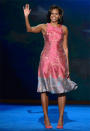 <b>Democratic National Convention 2012</b><br><br>The First Lady opted for an A-line pink Tracy Reese dress and pink shoes from J. Crew.