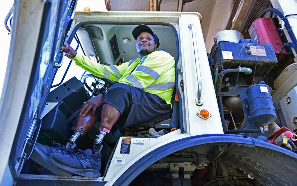 Howard Young, an employee of the city of Sarasota's Public Works Department, is in training to drive again.