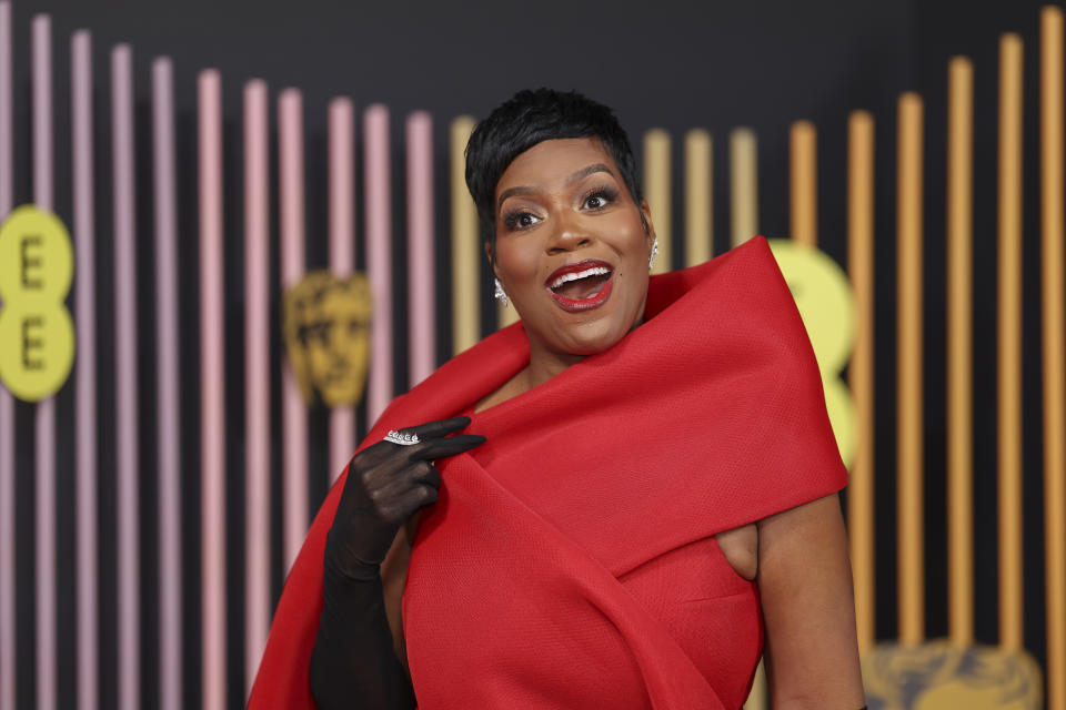 Fantasia Barrino poses for photographers upon arrival at the 77th British Academy Film Awards, BAFTA's, in London, Sunday, Feb. 18, 2024. (Photo by Vianney Le Caer/Invision/AP)