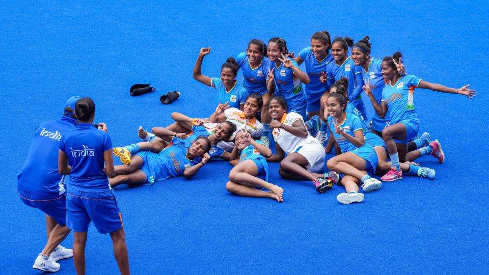 <div class="paragraphs"><p>2020 Tokyo Olympics: Indian women's team celebrate after defeating Australia.</p></div>