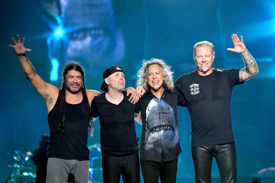 Metallica, who are big fans of Stranger Things, wave at in concert