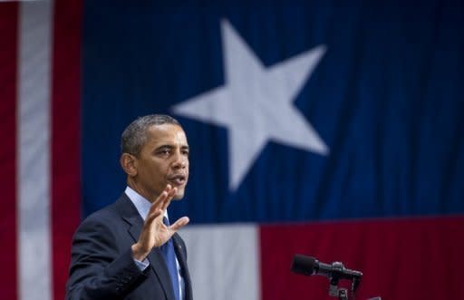 US President Barack Obama speaks during a campaign event in San Antonio, Texas, on July 17. Obama jetted into the Republican bastion of Texas to raise funds and burnish his nationwide appeal as opponents called his American identity into question