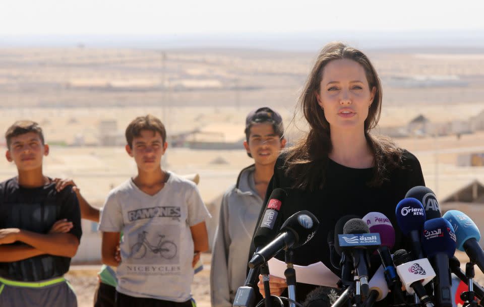 Angelina recently visited Jordan as part of work as UNHCR Special Envoy. Source: Getty