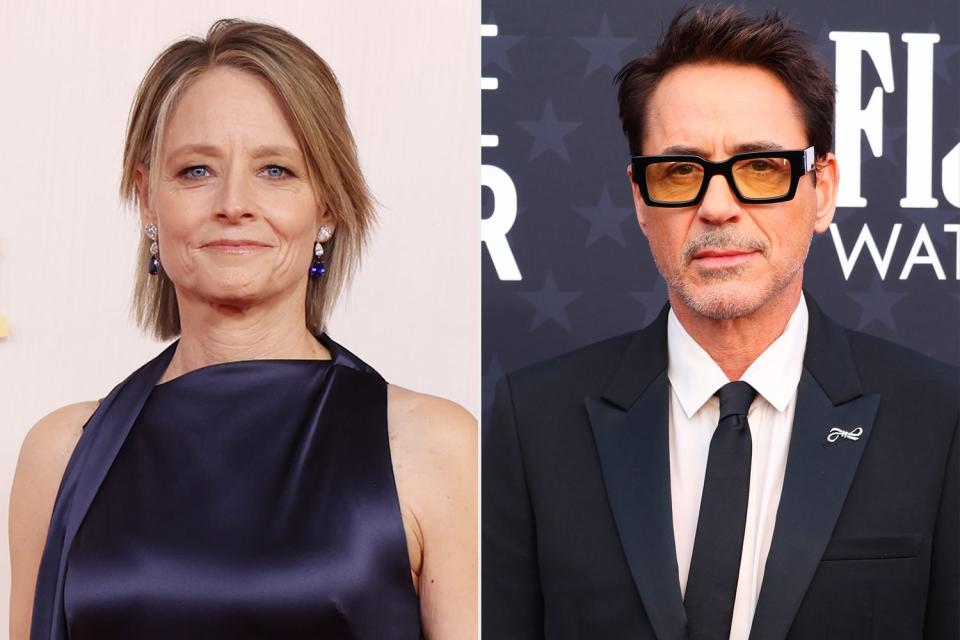 <p>Kevin Mazur/Getty; Matt Winkelmeyer/Getty </p> Jodie Foster in Hollywood, California, on March 10, 2024; Robert Downey Jr. in Santa Monica, California, on Jan. 14, 2024