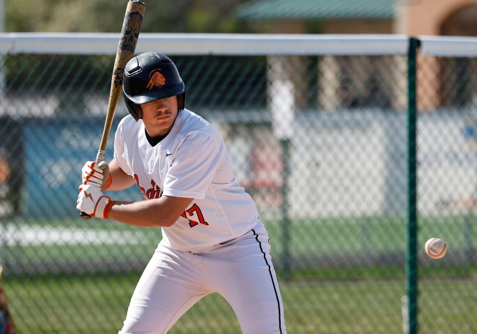 Tecumseh's Max Bledsoe watches a pitch come in during a doubleheader against Jackson.