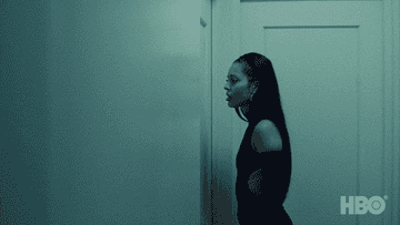 GIF of a woman pounding on a door from "Euphoria"