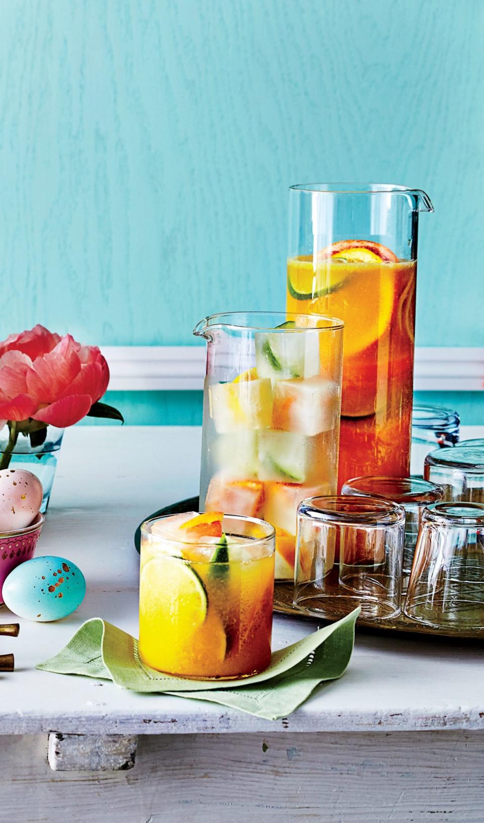 Sparkling Citrus Punch with Lemonade Ice Cubes