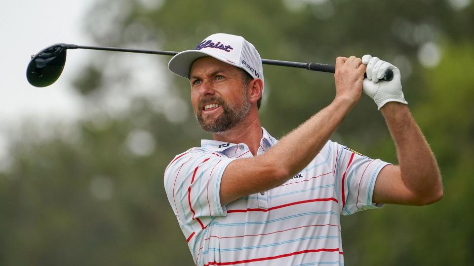 Mandatory Credit: Photo by John Minchillo/AP/Shutterstock (10779967ao)Webb Simpson, of the United States, plays his shot from the ninth tee during the first round of the US Open Golf Championship, in Mamaroneck, N.