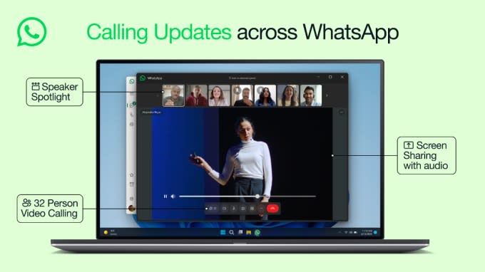 WhatsApp video calling updates bring screen sharing with audio and speaker spotlight