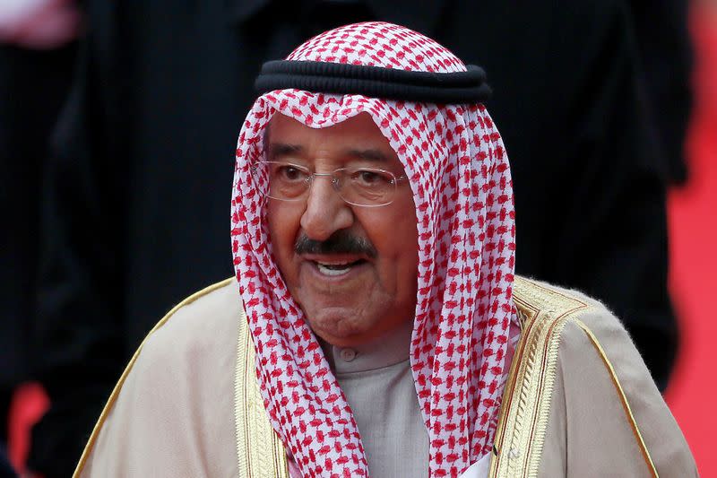 FILE PHOTO: Kuwait's Emir Sheikh Sabah al-Ahmad al-Sabah arrives at Heathrow Airport in London