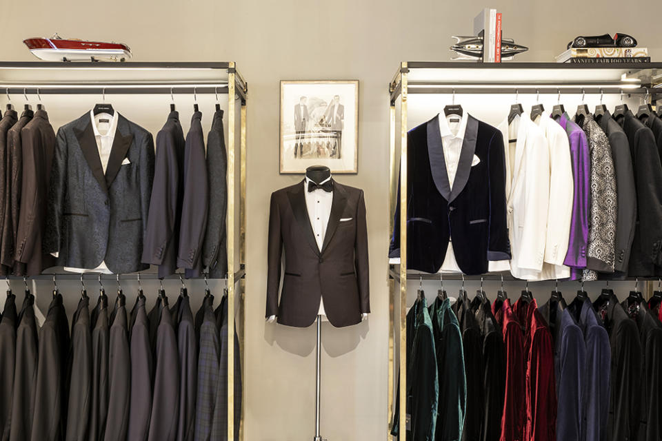 Hanging blazer displays on the shopfloor