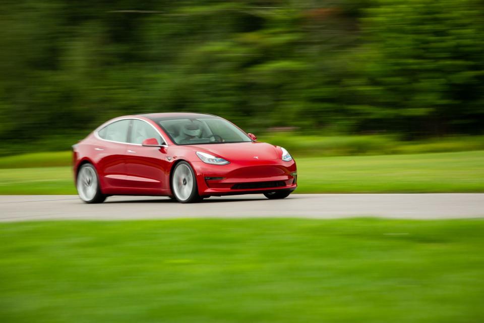 <p>Build-quality issues aside, the all-electric Tesla Model 3 Performance is a wonderful car to drive. We took it <a href="https://www.roadandtrack.com/new-cars/road-tests/a22625274/tesla-model-3-performance-track-test/" rel="nofollow noopener" target="_blank" data-ylk="slk:on a track test at Lime Rock Park;elm:context_link;itc:0;sec:content-canvas" class="link ">on a track test at Lime Rock Park</a>, and loved it. If you can live without an engine and gears to shift, it could be the perfect city car for you. </p>