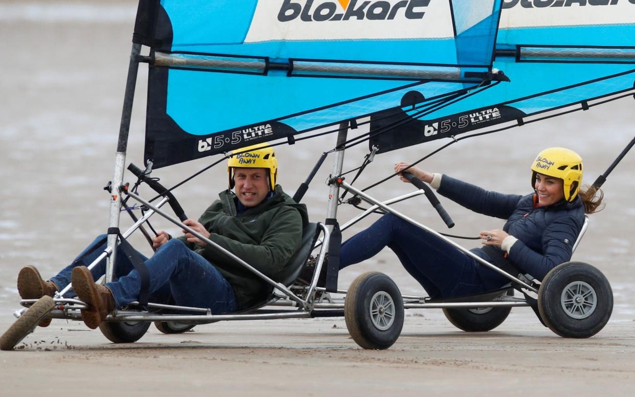 The Duke and Duchess of Cambridge racing in land yachts - Phil Noble/Reuters