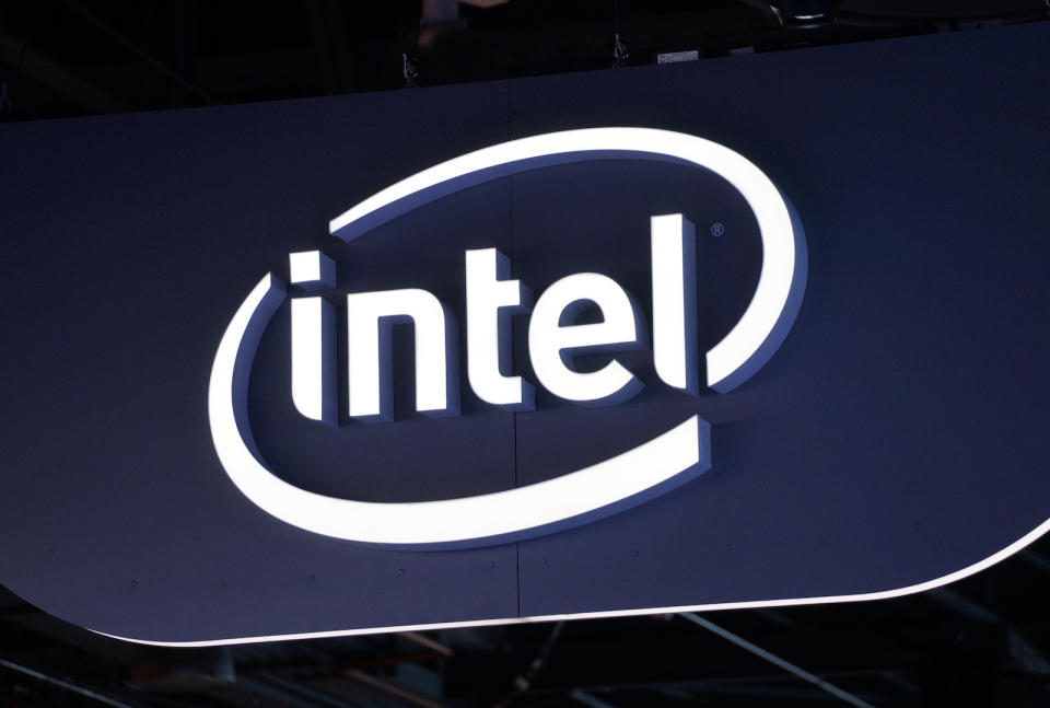 The sign hanging outside the Intel booth is seen at the International Consumer Electronics show (CES) in Las Vegas, Nevada January 6, 2015.   REUTERS/Rick Wilking (UNITED STATES - Tags: BUSINESS SCIENCE TECHNOLOGY LOGO) - GM1EB170GV301