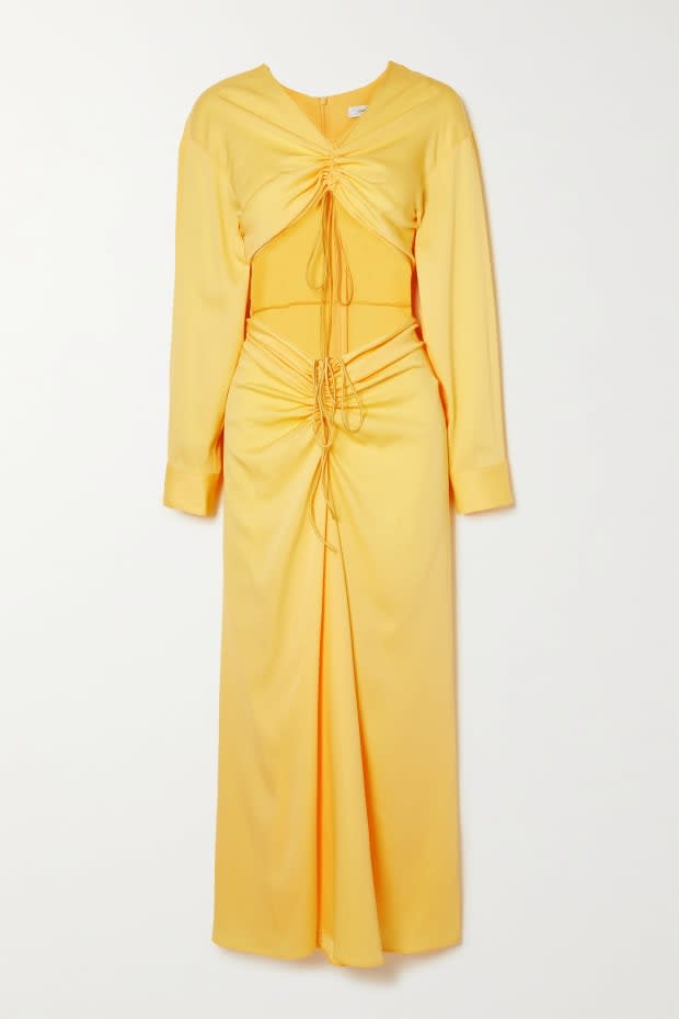 <p>Christopher Esber Ruched Cutout Woven Maxi Dress, $1,039, <a href="https://rstyle.me/+btwGE8lkC6agjDffzclbvw" rel="nofollow noopener" target="_blank" data-ylk="slk:available here;elm:context_link;itc:0;sec:content-canvas" class="link ">available here</a> (sizes UK 6-UK 14). </p>