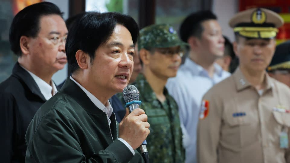 Taiwan President Lai Ching-te visits a military camp in Taoyuan, Taiwan, on Thursday. - Ann Wang/Reuters