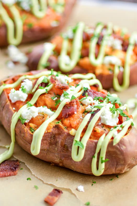 Brown Butter Twice-Baked Sweet Potatoes with Goat Cheese