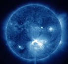 An X1.4 class flare erupted from the center of the sun, peaking on July 12, 2012 at 12:52 PM EDT. It erupted from Active Region 1520 which rotated into view on July 6.