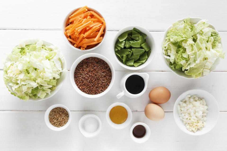 Ingredients in small bowls.