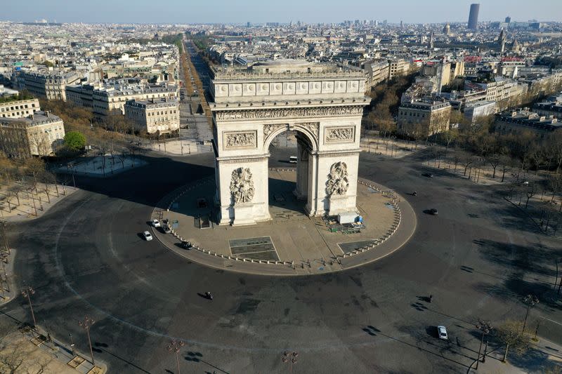 FILE PHOTO: Aerial view of deserted Paris during coronavirus disease outbreak