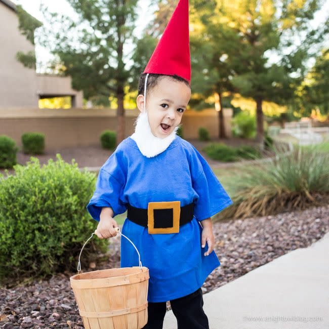 <p>Your little <a href="https://www.anightowlblog.com/no-sew-garden-gnome-costume/" rel="nofollow noopener" target="_blank" data-ylk="slk:DIY garden gnome;elm:context_link;itc:0;sec:content-canvas" class="link ">DIY garden gnome</a> will be sure to gather all of the Halloween candy this year.</p>