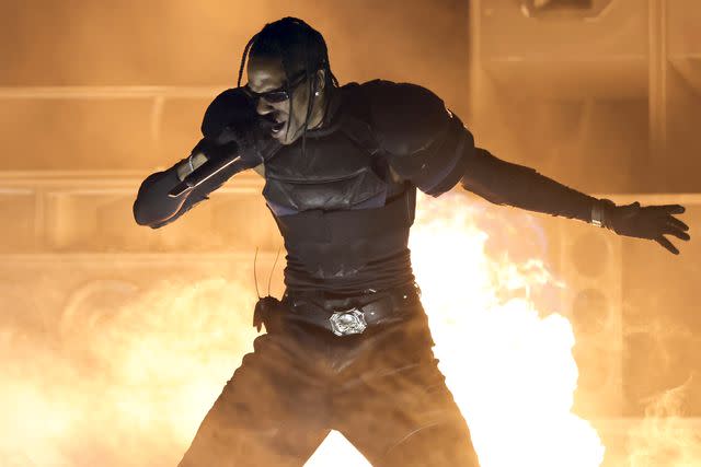 <p>Kevin Winter/Getty Images</p> Travis Scott performs onstage during the 66th GRAMMY Awards at Crypto.com Arena on Feb. 4, 2024 in Los Angeles